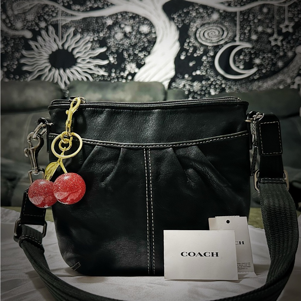 Vintage Coach soho Black Leather Shoulder Bag Crossbody purse - Picture 5 of 17